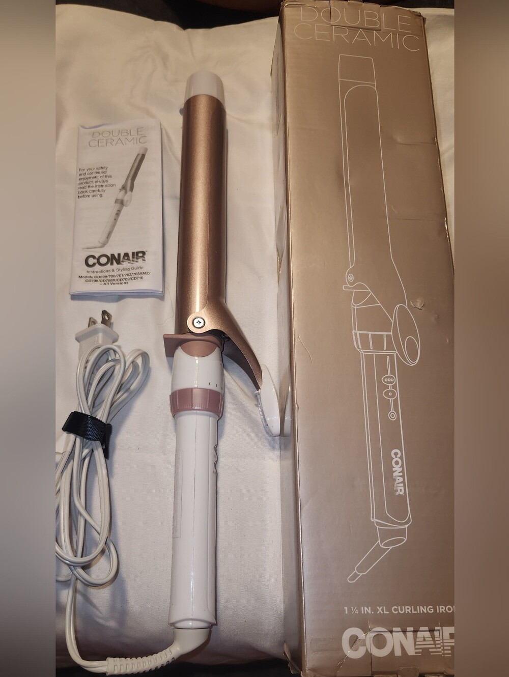 Conair Double Ceramic 1¼" Curling Iron in Rose Gold and White